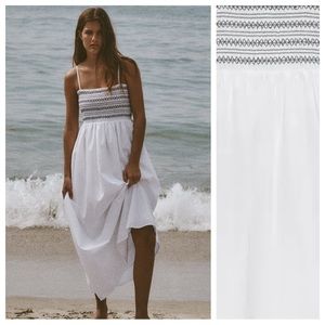 NWT. Zara White Poplin Contrasting Midi Dress. Size S.